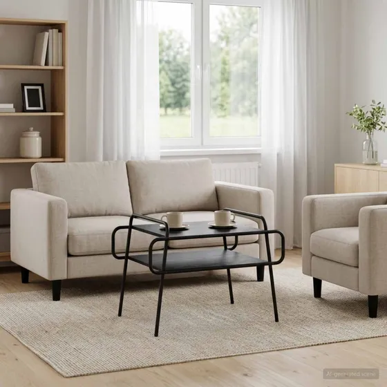 vidaXL Sofabord Sort Eg 70 x 50 x 51 cm