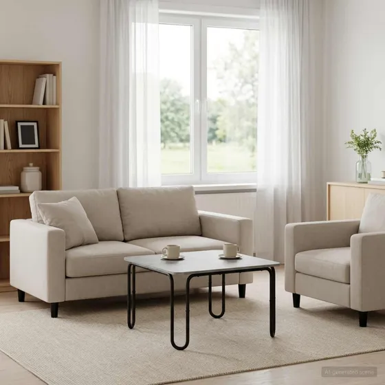 vidaXL Sofabord Betongrå 100x100x45 cm i træ og stål