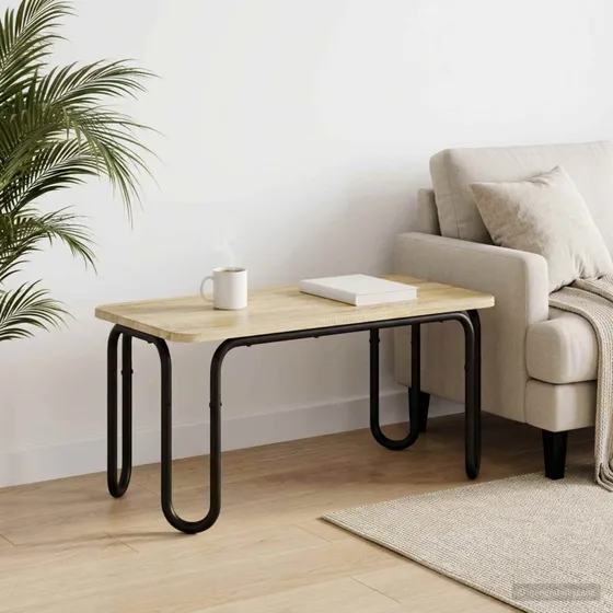 vidaXL Sofabord Sonoma-eg 100x50x45 cm med stålramme