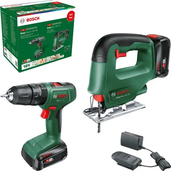 Bosch Akkuslagboremaskine 18V med EasySaw og 2x2Ah batterier