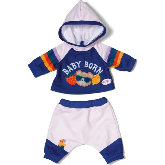 Baby Born Joggingsæt Navy 43 cm – Hætte & Broderet Bamse