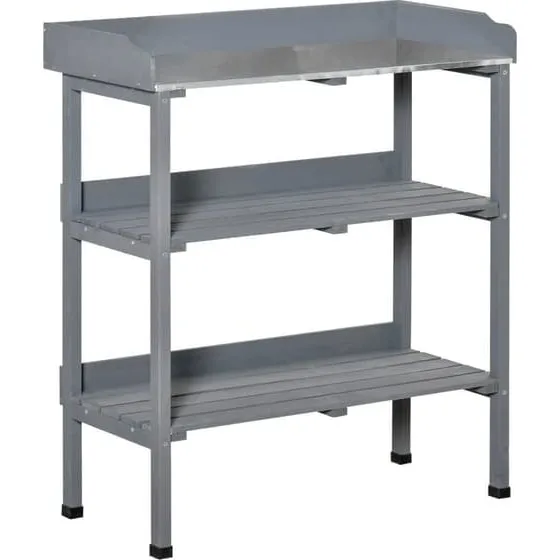 Plantebord med metalplade 76x37x89 cm – Lakeret fyrretræ