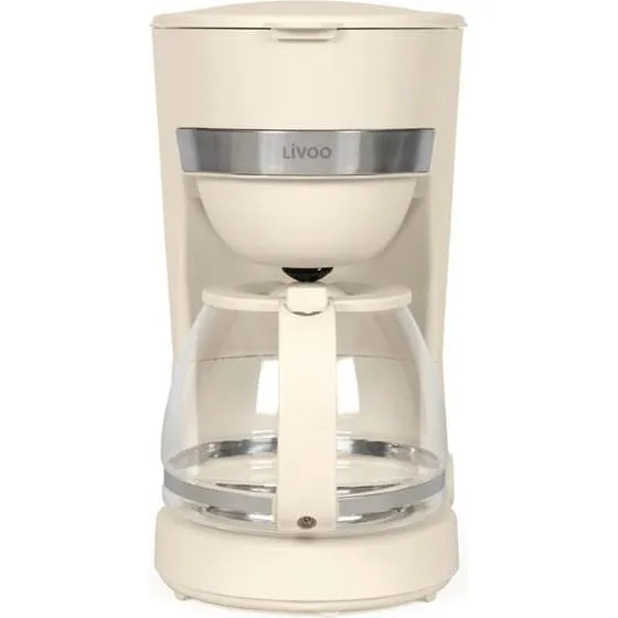 LIVOO DOD200C Elektrisk kaffebryggare, 1,25 L, Off-white