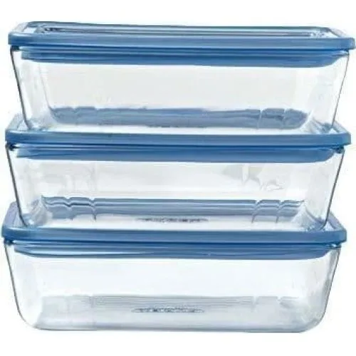Pyrex Zero Plastic Opbevaringssæt med låg - 3 stk. - 0,8 L