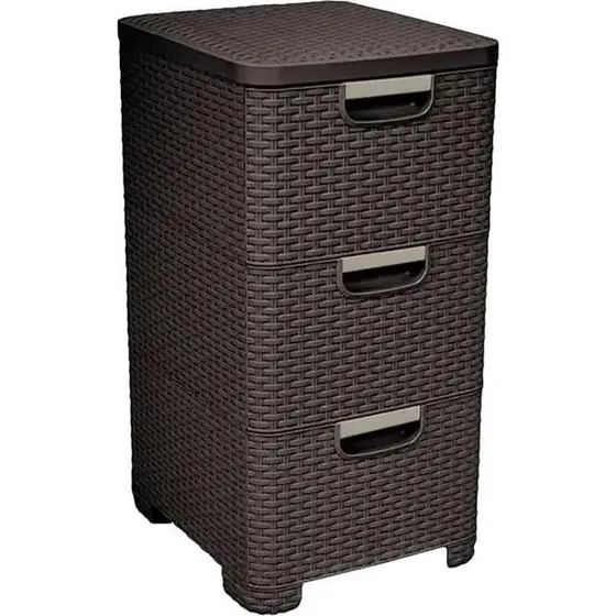 Curver Rattan Skuffemodul - 3 skuffer á 14l - Mørkebrun