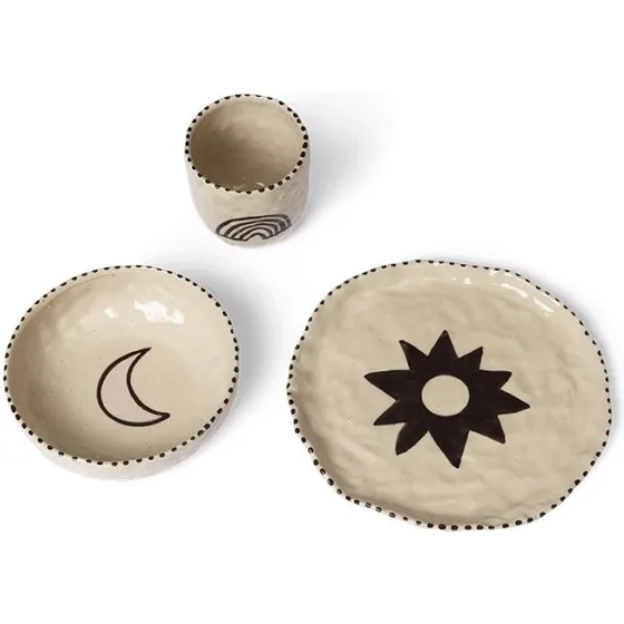 Ferm Living Naive keramisk børnesæt 3 dele, dyb blå