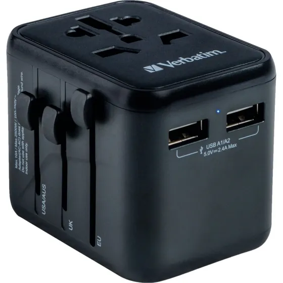 Verbatim Universal Rejseadapter UTA-01 med 2x USB (12W)