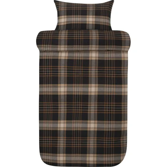 Høie Richard flonel sengesæt 140x200 cm - brun/sort