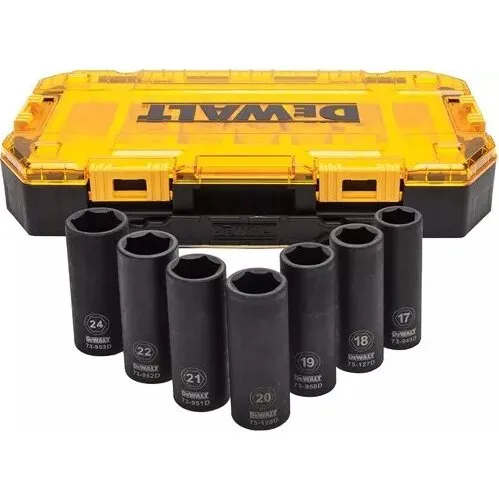 DeWalt 7-pcs 1/2" dybe slagtoppe (metrisk)