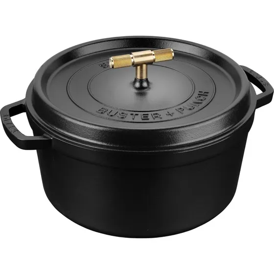 Staub x Buster+Punch rund støbejernsgryde 28 cm