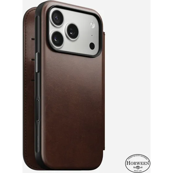 Nomad Modern Leather Folio til iPhone 17 Pro - Brun