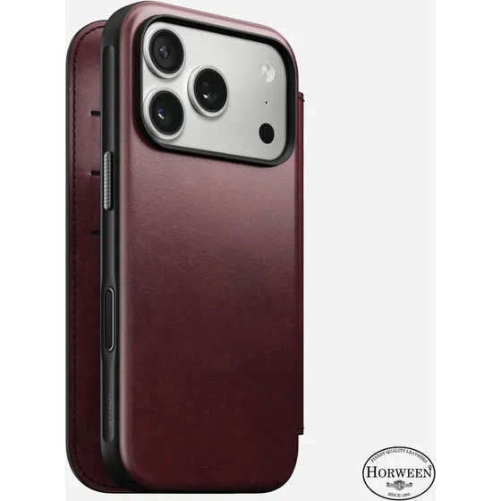 Nomad Modern Leather Folio til iPhone 17 Pro - Bourgogne
