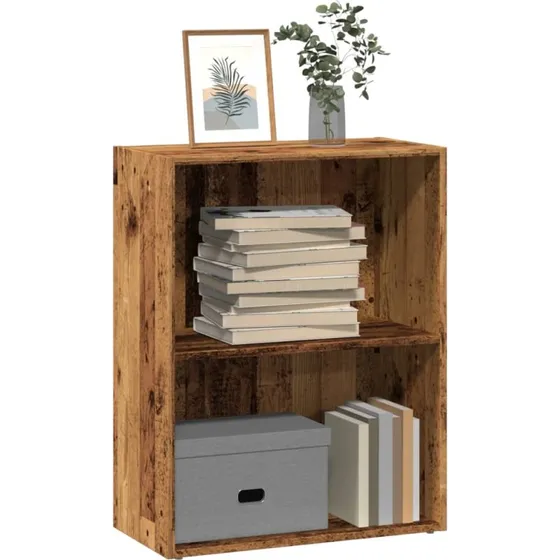 Bogreol 60x30x77 cm i konstrueret træ — gammelt trælook