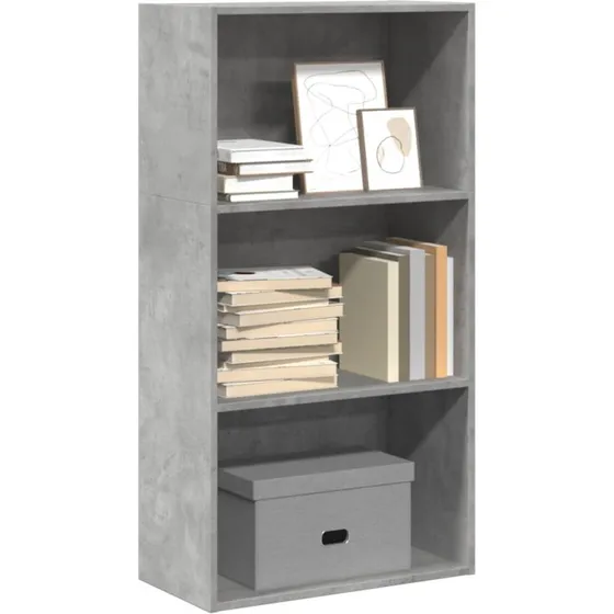 Bogreol 60x30x114 cm – konstrueret træ, betongrå