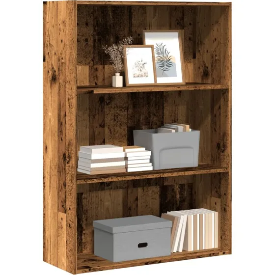 Bogreol 80x30x114 cm i konstrueret træ - gammelt trælook