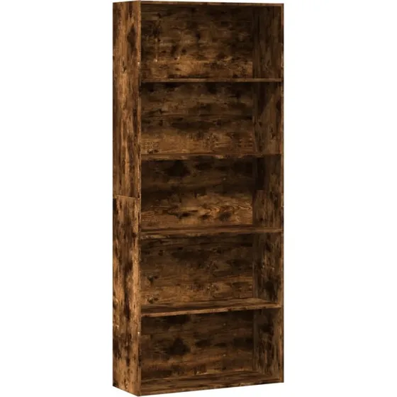 Bogreol 80x30x189 cm i røget egetræ (konstrueret træ)