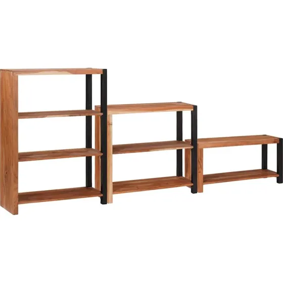 Bogreol i massivt akacietræ, 80x30x110 cm, brun