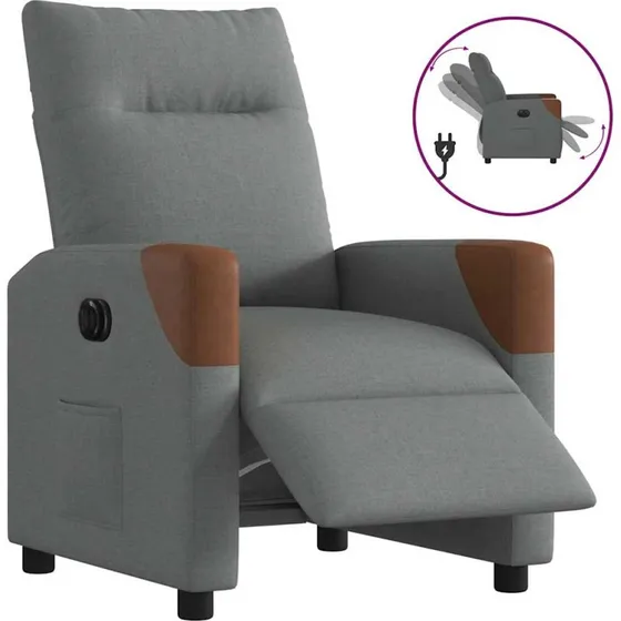 Eldrevet lænestol i mørkegråt stof - elektrisk vip 135°