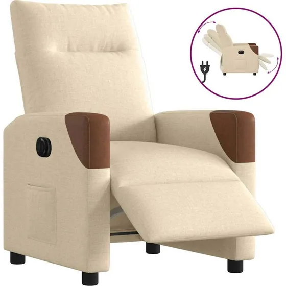 Eldrevet lænestol i creme stof – komfort og justering
