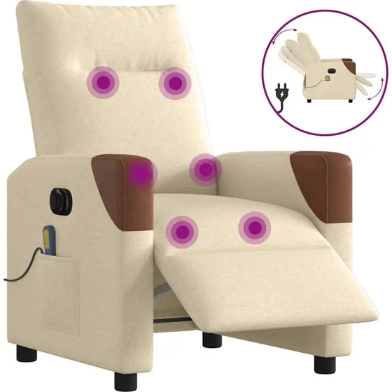 Eldrevet massagestol i creme stof