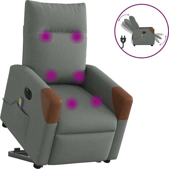 Elektrisk massagestol med løftefunktion – mørkegrå stof
