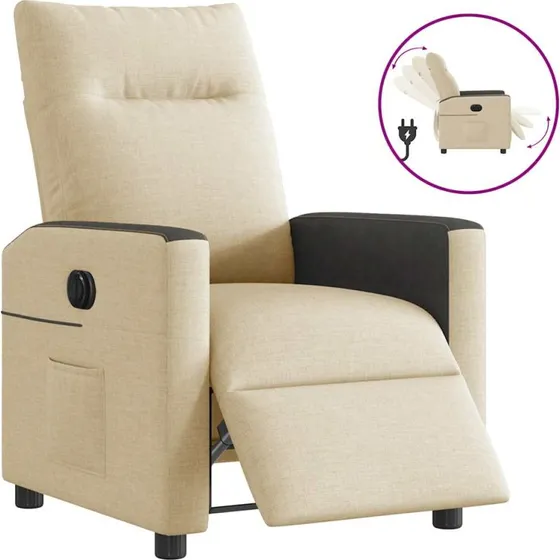 Eldrevet lænestol i creme stof – elektrisk justerbar