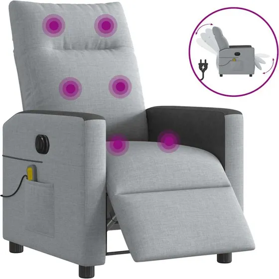 Eldrevet massagestol i stof, lysegrå