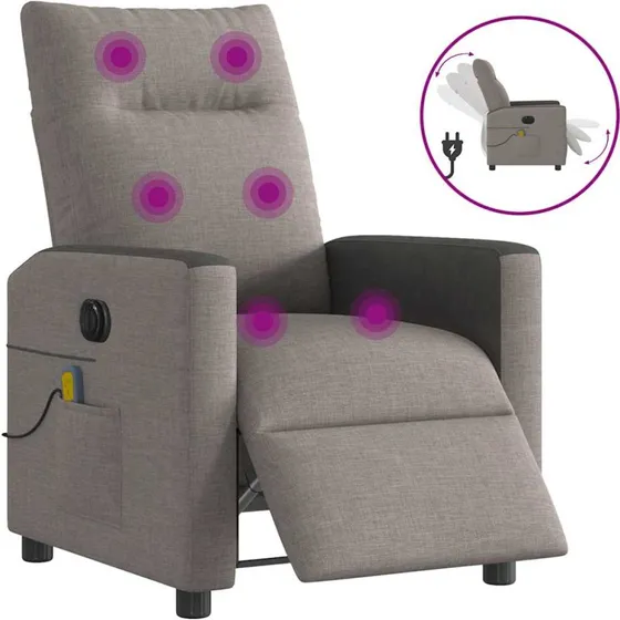 Eldrevet massagestol i stof, gråbrun