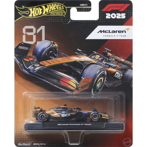 Hot Wheels Premium F1 McLaren Oscar Piastri 1:64 - Sort/Orange