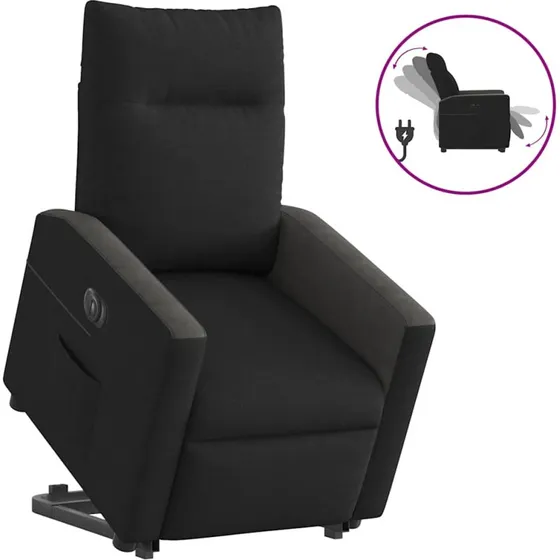 Eldreven lænestol med løftefunktion - stof sort