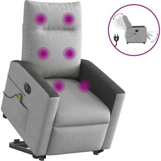 Elektrisk massagestol med løftefunktion - stof skygrå