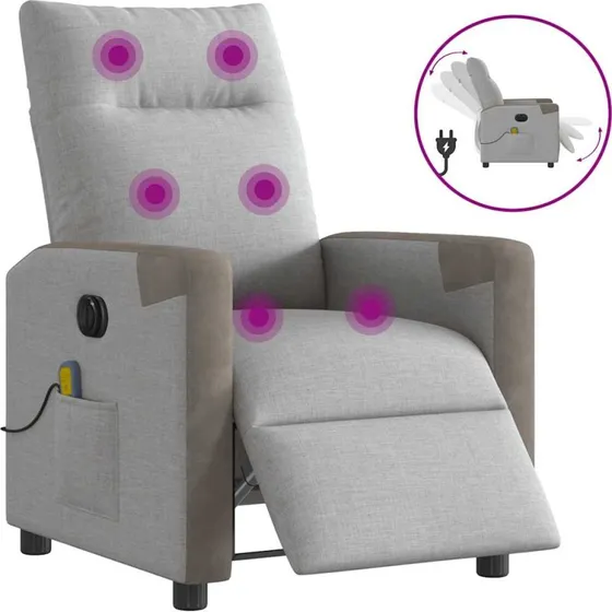 Eldrevet massagestol i stof - skygrå