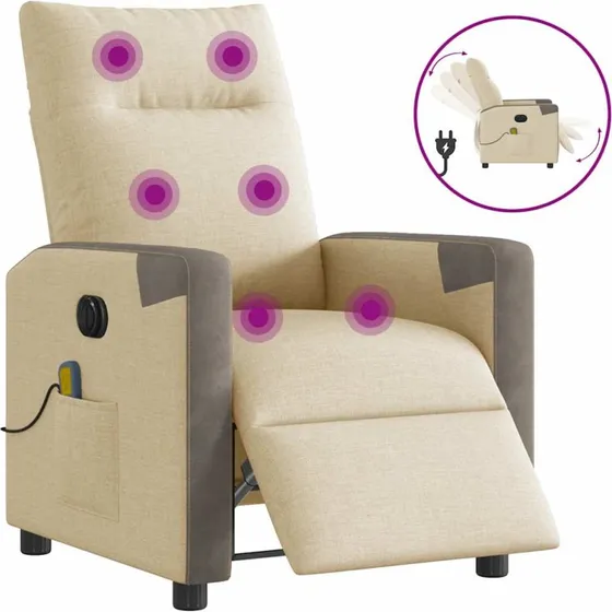 Eldrevet massagestol i creme stof