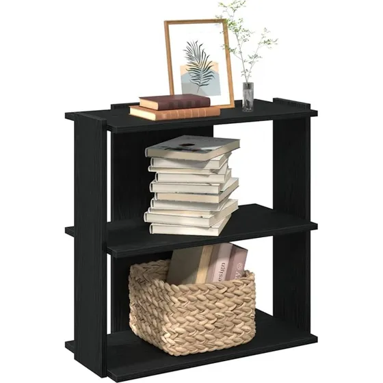 Bogreol 3 hylder 60x30x60 cm - sort konstrueret træ