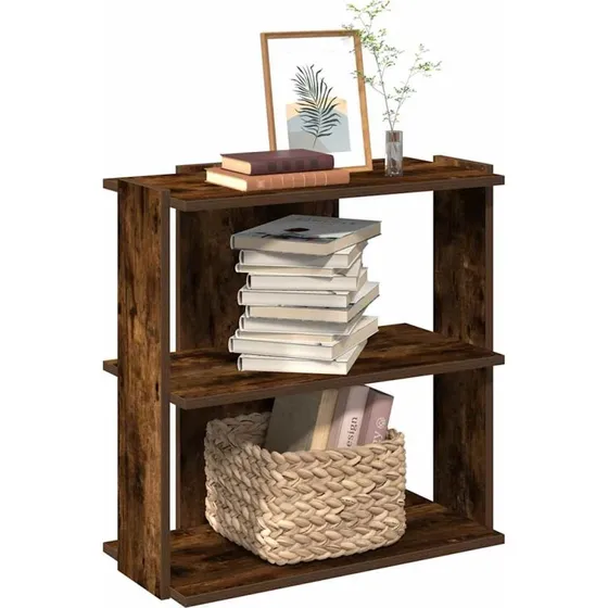 Bogreol 60x30x60 cm, 3 hylder - Røget eglook