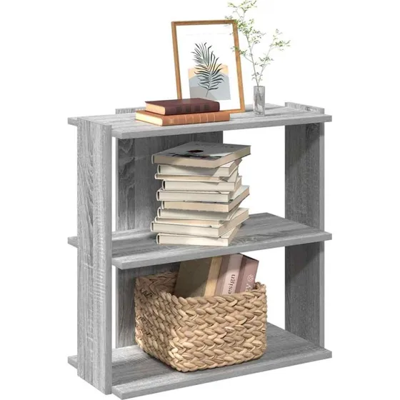 Bogreol 60x30x60 cm, 3 hylder – Grå Sonoma-eg