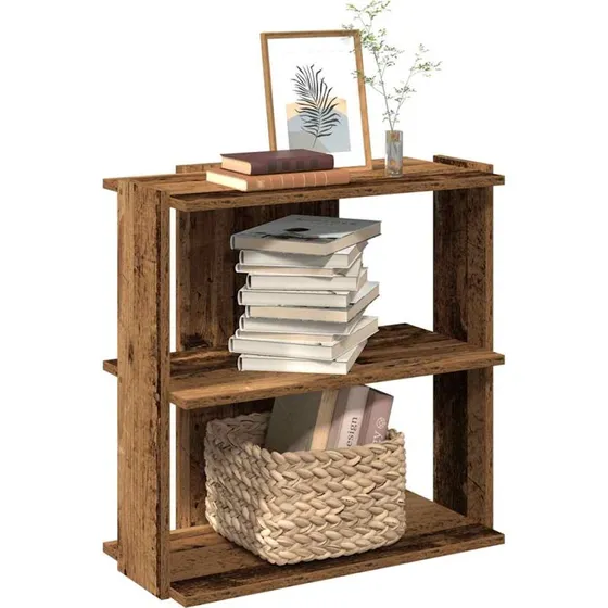 Bogreol 3 hylder 60x30x60 cm – antikt konstrueret træ
