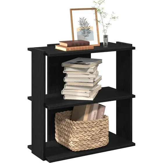 Bogreol 3 hylder 60x30x80 cm - sort konstrueret træ