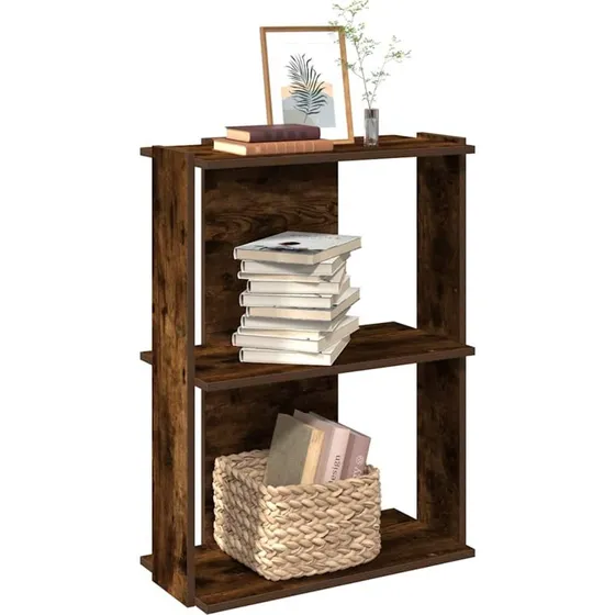 Bogreol 3 hylder 60x30x80 cm - konstrueret træ, røget eg