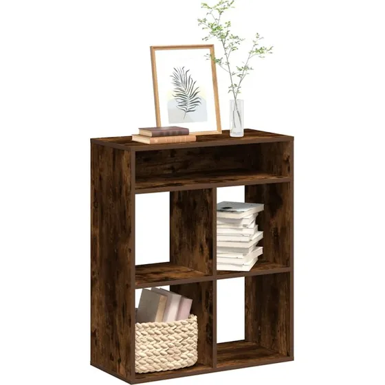 Bogreol 66x31x80 cm i konstrueret træ, røget egetræ