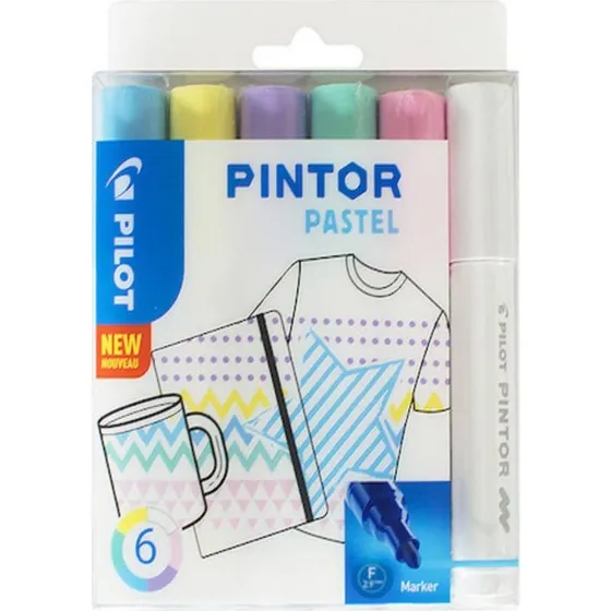 Pilot Pintor Pastel Fine Marker - Sæt med 6 farver