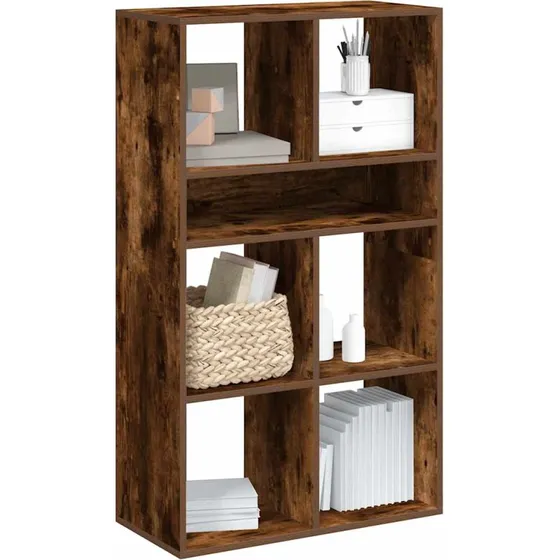 Bogreol 66x31x112 cm i konstrueret træ - Røget egetræ