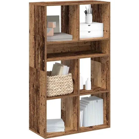 Bogreol i konstrueret træ 66x31x112 cm - antik look