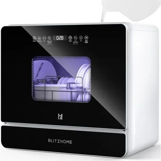 BLITZHOME Mini Opvaskemaskine med 9 programmer og 5,2L tank