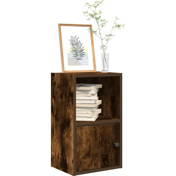 Bogreol i konstrueret træ 31x24x52 cm – røget egetræsfarve