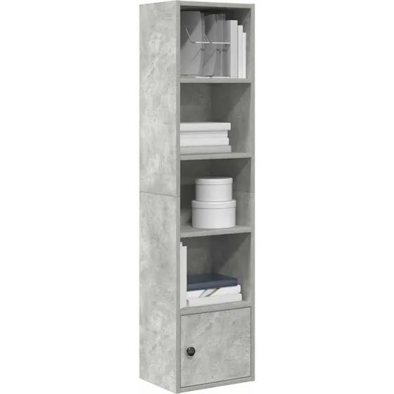 Bogreol i konstrueret træ 31x24x127 cm – betongrå