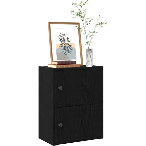 Bogreol i konstrueret træ 40×24×52 cm – sort-eg