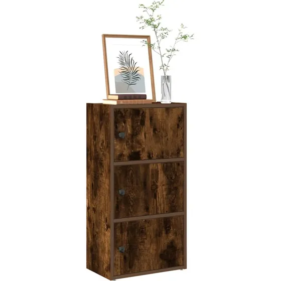 Bogreol 40x24x77 cm – konstrueret træ, røget egetræ