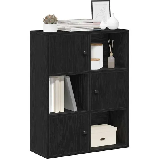 Bogreol 60x24x76,5 cm i sort-eg (konstrueret træ)