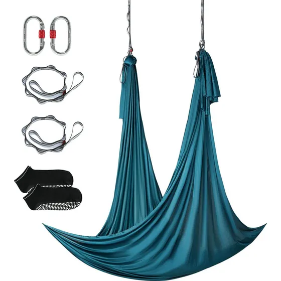 Aerial Yoga Hængekøje, 5x2.8 m, Grøn, Nylonstof